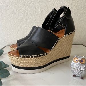 Gianni Bini Leather Espadrille Platform Sandals